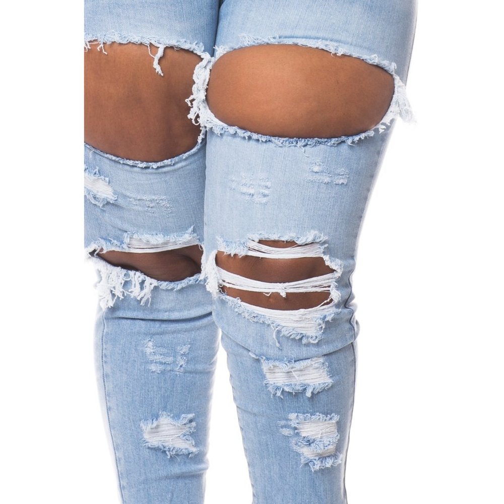 1x-3x New SEXY STREET PLUS LIGHT DENIM JEA… - Picture 6 of 9